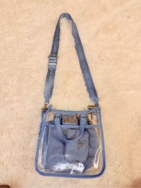 Steve Madden Clear Crossbody Bag with Light Blue Trim